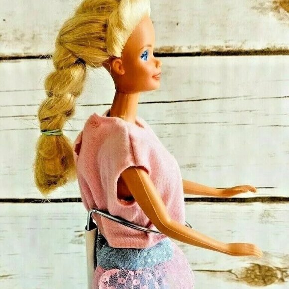 MATTEL BARBIE Doll Blond Hair Two Piece Pink Outfit 12" Tall Used - Picture 5 of 11